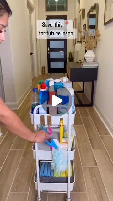 @inspire_luxurious_decorstyle on Instagram: "What product would you absolutely need in
your cleaning cart?

#clean #cart #trending #hack #viral" Cleaning Supplies Cart, Diy Cleaning Cart, Cleaning Cart Ideas, Cleaning Cart, Rolling Cart, Diy Cleaning Products, Cleaning Products, Spring Cleaning, Household Hacks