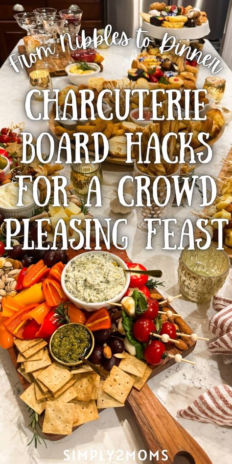 Impress your friends and family with these show-stopping charcuterie board hacks that will elevate your gatherings to new heights! From creative presentation ideas to unique flavor combinations, discover the secrets to crafting a crowd-pleasing feast that will have everyone talking long after the party ends. Charcuterie Board Ideas Hacks, What To Serve With Charcuterie Board, Pate Starter Presentation, Charcuterie For 6 People, Giant Charcuterie Board Ideas, How To Assemble A Charcuterie Board Step By Step, Charcuterie Board For Large Crowd, Tapas Board Ideas, Charcuterie For 20 People