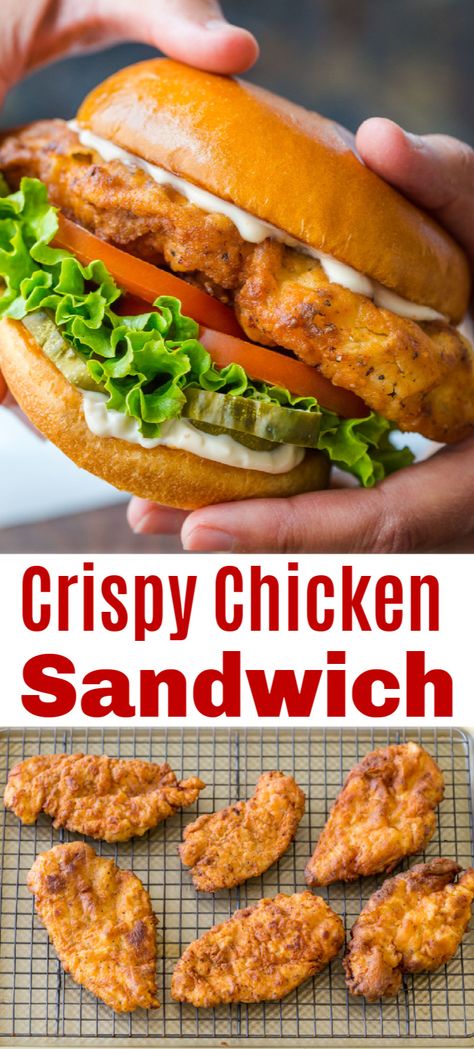 Natashas Kitchen, Crispy Chicken Sandwich, Chicken Sandwich Recipe, Crispy Chicken Sandwiches, Best Sandwich Recipes, Food Recipes Vegetarian, Food Recipes Ideas, Fried Chicken Breast, Chicken Sandwich Recipes