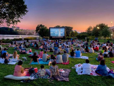 Georgetown Sunset Cinema - Summer Outdoor Movie Series in Washington, DC Doors Movie, Movie In The Park, Movies Under The Stars, Outdoor Cinema, Backyard Movie, Summer Movie, Outdoor Theater, Drive In Movie, Outdoor Movie