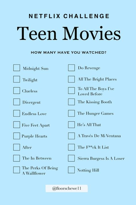 Movie Checklist, Netflix Suggestions, Best Teen Movies, Netflix Shows To Watch, Student Apps, Movies For Free, Movies To Watch Teenagers, Movie Hacks, Netflix Movies To Watch