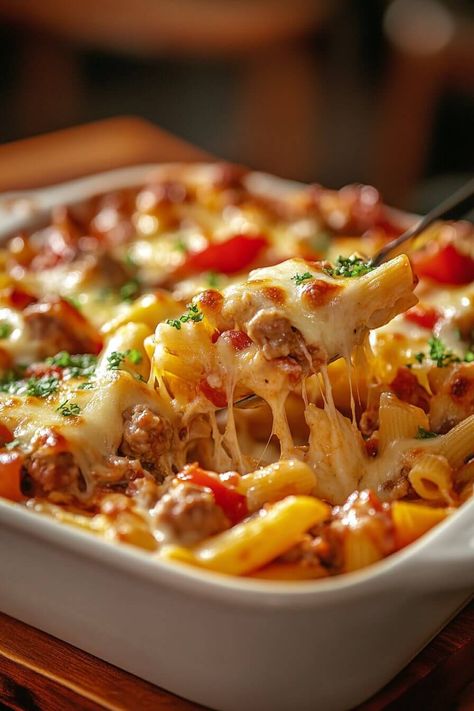 Italian Bake Recipe 12 Easy Recipes Italian, Easy Italian Food Recipes, Italian Bake, Cavatelli Recipe, Italian Pasta Bake, Cajun Pasta Recipes, Italian Dinners, Italian Casserole, Baked Pasta Dishes