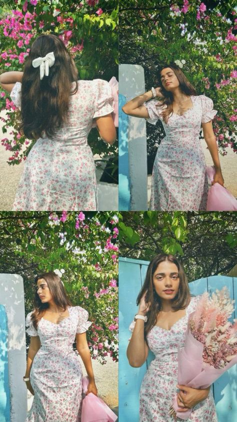 Style A Long Skirt, Floral Dress Aesthetic, Skirt For Fall, Floral Dress Outfits, Instagram Story Idea, Aesthetic Dress, Stylish Photo Pose, Classy Photography, Quick Outfits