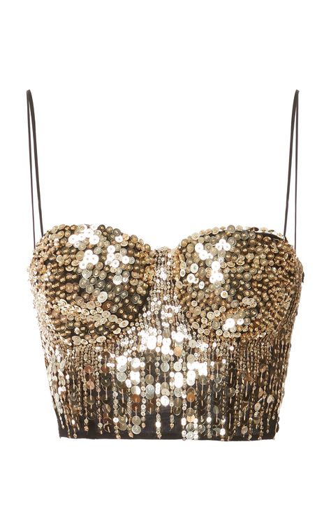 Sequin Embellished Cady Bustier by ELIE SAAB for Preorder on Moda Operandi Sequin Bustier Top, Sequins Top Outfit, Armani Sunglasses, Bustier Top, Kpop Fashion Outfits, Bustiers, Stage Outfits, Elie Saab, Kpop Outfits