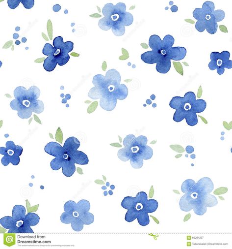 Blue Floral Wallpaper, Doll House Wallpaper, Blue Flower Painting, Seamless Floral Pattern, Birth Flower Tattoos, Print Design Art, Pattern Watercolor, Floral Seamless Pattern, Print Design Pattern