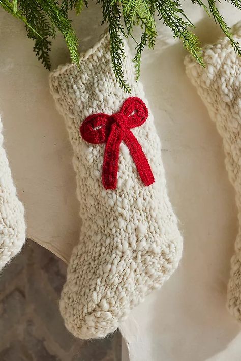 Holiday + Christmas Home Décor | Terrain Mismatched Christmas Stockings Ideas, Christmas Knitting Gift Ideas, Knitted Christmas Stockings Ideas, Rustic Stockings Christmas, Aesthetic Stockings Christmas, Custom Stockings Christmas Diy, Christmas Stocking Vintage, Hand Made Stockings, Knit Christmas Decor