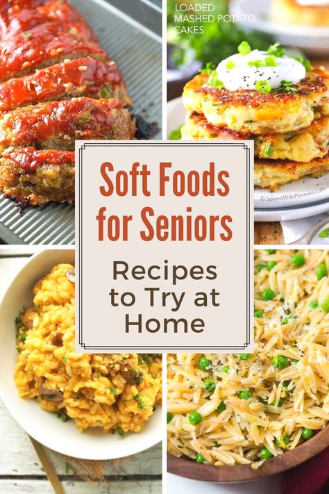 Soft Meals Dinners, Soft Easy Digestable Foods, Food Prep For Elderly, Dinner Soft Foods, Elderly Dinner Meals, Healthy Senior Meals, Soft Things To Eat, Elderly Meal Prep, Easy Meals For Seniors Dinners