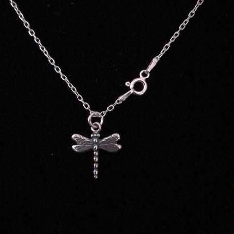 Dragonfly Sterling Silver With Sterling Silver 18 In Chain Dragonfly Necklace Silver, Jewelry Silver Necklaces, Cool Silver Jewelry, Silver Necklaces Aesthetic, Dragonfly Jewellery, Dainty Silver Jewelry, Dainty Silver Necklace, Silver Dragonfly Necklace, Silver Necklace Simple