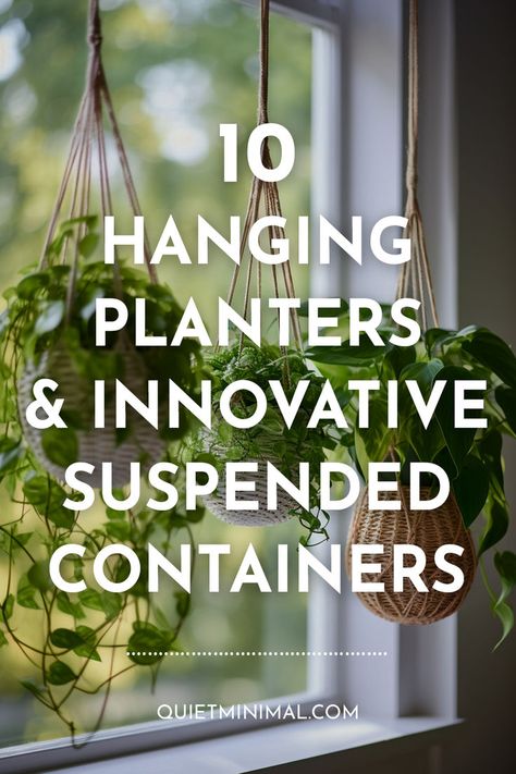 Discover beautiful and functional hanging planter ideas to maximize space and bring new life into your home! This article features 10 styles like boho macramé, modern geometric concrete, upcycled kitchenware gardens, and self-watering glass terrariums with care tips. #hangingplanters #macrameplant hangers #concreteplanters #kitchenwareplanters #bohohomedecor #urbanjungle #plantdecoration #indoorgardens Upcycled Hanging Planter, Hanging Window Plants Indoor, Hanging Plants Near Window, Hallway Hanging Plants, House Plants Hanging Ideas, Over The Window Plant Hanger, Modern Plant Hangers Indoor, Diy Indoor Hanging Planter, Diy Indoor Plant Hanger