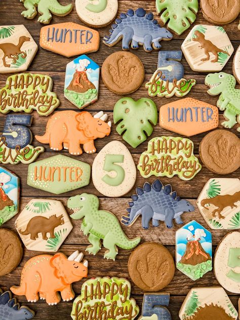 Dinosaur Party Dessert Table, Dinosaur Theme Cookies, 3 Rex Birthday Cookies, Dinosaur Party Cookies, Dino Cookie Cake, Dinosaur Cookies Decorated, Dinosaur Birthday Cookies, Taco Cookies, Dinosaur Sugar Cookies