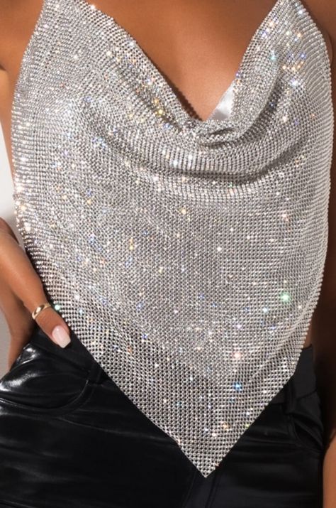 Sparkly Halter Top, Euphoria Party, Sparkle Outfit, Party Queen, Sparkle Top, Clubbing Outfits, Boujee Outfits, Sparkly Top, Rhinestone Top