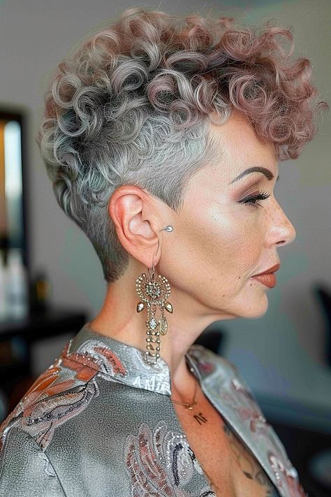 Short Hair Pixie Curly, Female Shaved Hairstyles, Short Wavy Pixie Haircut, Very Short Curly Hair Pixie, Pixie Curly Haircut, Wavy Undercut, Short Curly Pixie Cut, Pixie Cut Curly Hair, Best Curly Hairstyles