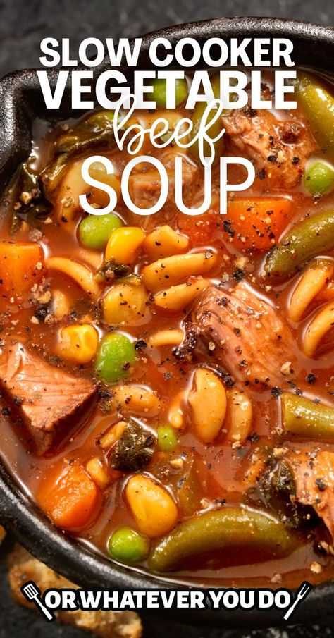 Slow Cooker Vegetable Beef Soup Beef Soup Crockpot, Beef Soup Slow Cooker, Slow Cooker Vegetable Beef Soup, Crockpot Vegetable Beef Soup, Easy Vegetable Beef Soup, Vegetable Soup Crock Pot, Crock Pot Vegetables, Crockpot Recipes Beef Stew, Beef Soup Recipes