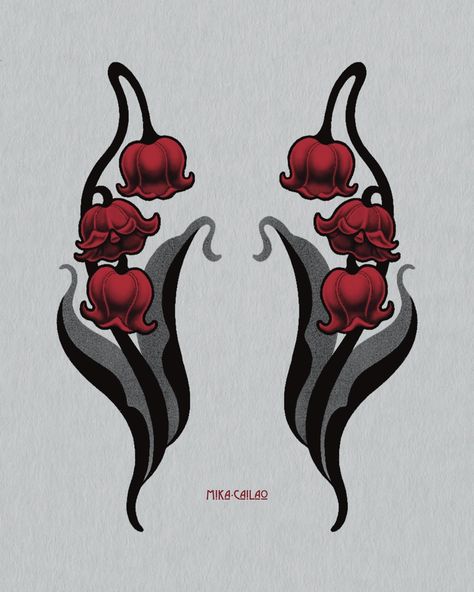 • available design • lily of the valley • symmetrical art nouveau thigh pieces can be tattooed in black and grey or colour 🖤♥️ i’d love to tattoo these! ___________________________________________________ DM OR EMAIL TO BOOK mikacailaotattoo@gmail.com or for something similar/custom BOOKING FORM IN BIO studio located in chippendale @spiderandflytattoo thank you x . . . #artnouveau #artnouveautattoo #tattooapprentice #tattoo #tattoos #tattoodesign #tattooideas #symmetry #symmetricalta... Art Nuevo Design, Art Neuvo Tattoos, Art Nouveau Skull, Art Nouveau Vines, Art Nouveau Lily Of The Valley, Curved Floral Tattoo Design, Lily Traditional Tattoo, Art Nouveau Tattoos, Symmetrical Tattoo Design