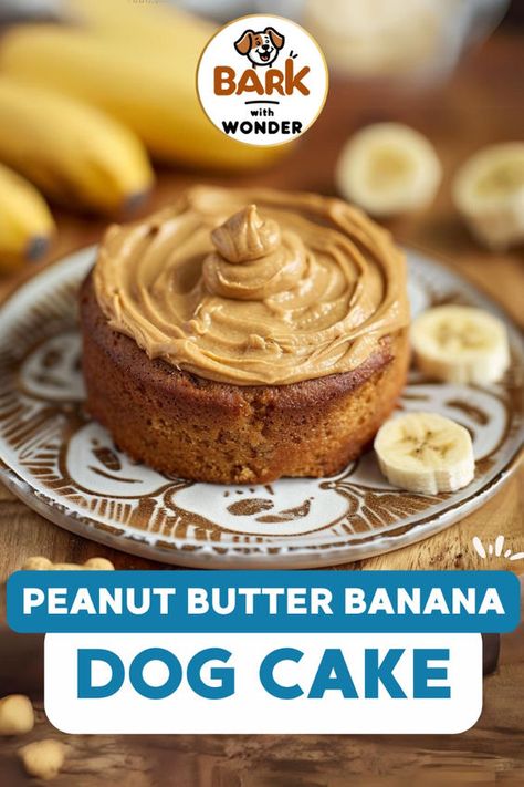 Treat your dog to a special birthday with this easy Peanut Butter Banana Cake! Made with great ingredients, it’s the perfect way to celebrate with a homemade birthday cake for dogs. #DogBirthday #DogCake #HomemadeDogTreats #PeanutButterBananaCake Banana Dog Cake Recipe, Mini Dog Cake Recipe, Dog Cake Recipe Easy Peanut Butter And Banana, Quick Dog Cake, Banana Cake For Dogs, Dog Cake Homemade, Birthday Cake For A Dog, Peanut Butter Dog Cake Recipe, Peanut Butter Banana Dog Cake