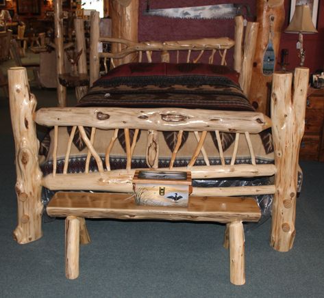 Log Bed Frame, Log Bedroom Furniture, Log Bedroom, Rustic Log Furniture, Log Bed, Rustic Bedroom Furniture, Adirondack Furniture, Cabin Furniture, Wood Bedroom Furniture