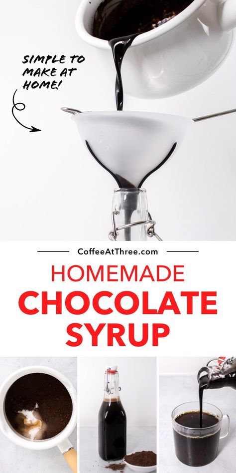 Diy Chocolate Syrup, Chocolate Syrup Recipe, Pumpkin Spice Syrup Recipe, Homemade Pumpkin Spice Syrup, Homemade Coffee Syrup, Chocolate Syrup Recipes, Mocha Drink, Homemade Chocolate Syrup, Syrup Recipes