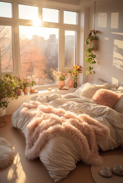 Bedroom decoration ideas, bedrooms for women are designed in a feminine, soft, cute style Delicate Bedroom Decor, Room Ideas Aesthetic Women, Earthy Girly Bedroom, Pastel Cozy Bedroom, Simple Cosy Bedroom, Calming Bedroom Aesthetic, Light Feminine Bedroom, Soft Pink Bedroom Aesthetic, Room Ideas Feminine