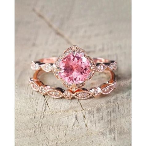 Elevate Your Style With Our 2pc Vintage Style Pink Cubic Zirconia Rose Gold Plated Ring With Halo Cubic Zirconia Diamonds. Crafted With Precision, This Ring Exudes Timeless Elegance And Sophistication. The Vibrant Pink Cubic Zirconia Center Stone Is Surrounded By Dazzling Halo Cubic Zirconia Diamonds, Creating A Mesmerizing Sparkle That Will Catch Every Eye. Benefits: - Exquisite Vintage Design - High-Quality Materials For Durability - Versatile For Any Occasion - Affordable Luxury #Vintagepinkr Sapphire Engagement Ring Gold, Ring With Halo, Pink Engagement, Floral Wedding Ring, Pink Wedding Rings, Flower Wedding Ring, Pink Engagement Ring, Pink Sapphire Ring Engagement, Rose Gold Plated Ring