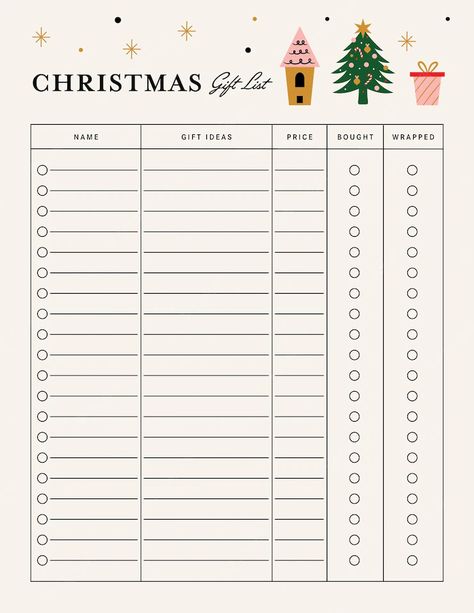 Christmas Gift Checklist, Christmas Shopping List Printable, Christmas List Printable, Christmas Planner Printables, Christmas List Template, Gift List Printable, Christmas Gift Planner, Planner Template Printable, Gift Checklist