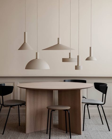 ferm LIVING (@fermliving) • Instagram photos and videos Kitchen Surfaces, Large Pendant Lighting, Small Pendant Lights, Lighting Concepts, Pendant Lamp Shade, Luminaire Design, Ferm Living, White Interior, Round Table