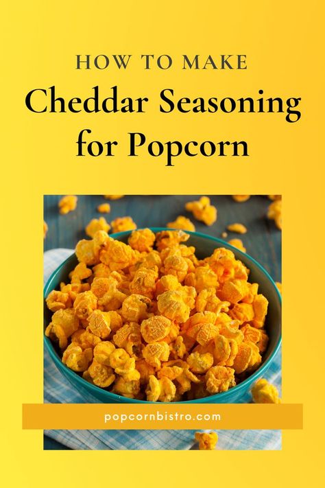 This is a simple seasoning recipe that cheese lovers will love. You can make regular popcorn taste like a fresh baguette with melted cheddar on top. In this article, you’ll find out how to create tempting cheesy popcorn in just five minutes! We’re warning you, this recipe is very moreish, so it’s a good thing that making extra batches is easy and quick to do! How To Make Flavored Popcorn Recipes, Diy Cheddar Popcorn, Different Popcorn Recipes, Popcorn Seasonings Homemade, Homemade Cheese Popcorn, Homemade Cheddar Popcorn, Cheese Popcorn Recipe Homemade, Cheddar Cheese Powder Recipe, How To Make Cheese Popcorn