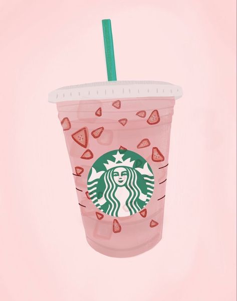 Shake Illustration, Starbucks Cup Drawing, Starbucks Drawing, Starbucks Illustration, Drawing Cup, Pink Drink Starbucks, Smoothie Recipies, Starbucks Wallpaper, Starbucks Art