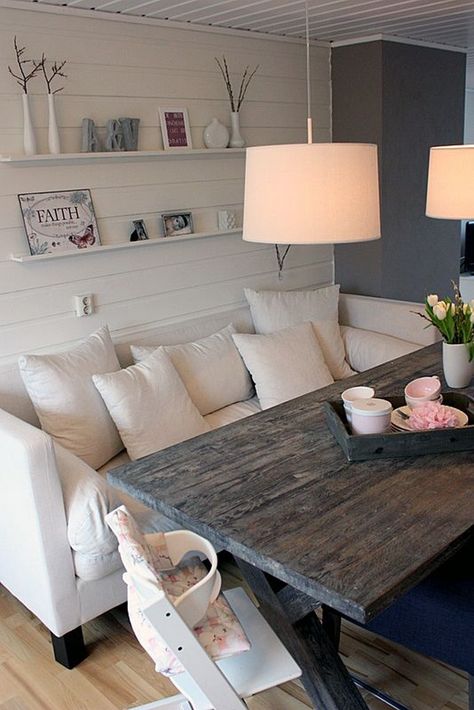 30+ COUCH EAT TABLE TO MAKE SMALL SPACE COMFORTABLE #comfortable #homedecor #homedecorideas Couch In Dining Room, Couch Dining Table, Dawn Marie, Couch Seats, Room Couches, Dining Sofa, Sofa Seats, Room Decorations, A Living Room