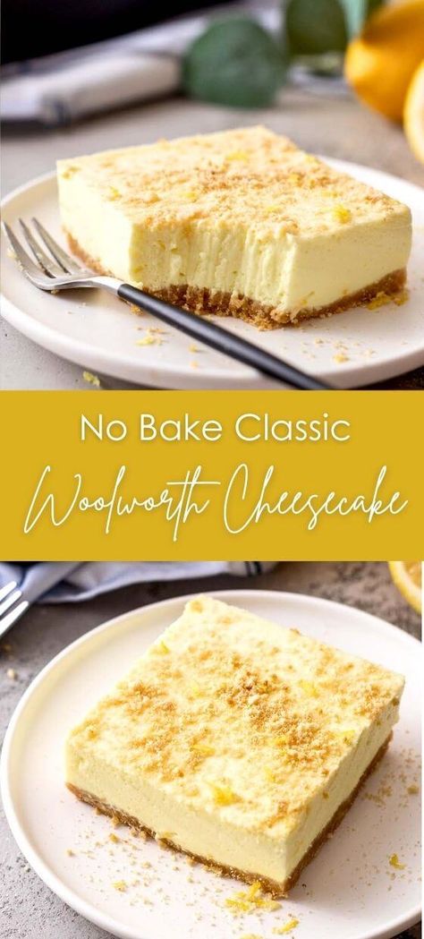 No Bake Classic Woolworth Cheesecake No Bake Cheesecake For Two, Woolworths Famous Icebox Cheesecake, Refrigerator Cheesecake, Woolworth Cheesecake Recipe, Woolworth Cheesecake, Jello Cheesecake, Easy No Bake Cheesecake, Baked Cheesecake Recipe, Bake Recipes