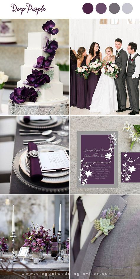 shades of purple moody romance woodland wedding colors Plum Wedding Invitations, Violet Wedding, Purple Stuff, Plum Wedding, Wedding Color Combos, Purple Wedding Theme, Wedding Colors Purple, Purple Wedding Invitations, Wedding Theme Colors