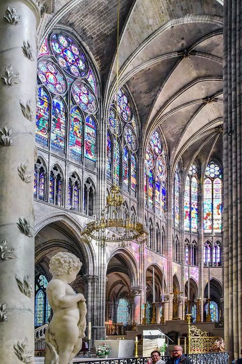 Basilica Of St Denis, Catholic Core, French Gothic Architecture, Flying Buttress, Romanesque Architecture, Gothic Cathedrals, Gothic Cathedral, Cathedral Architecture, Paris Trip