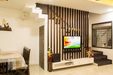 View the full picture gallery of T V Unit Detail Living Room Under Stairs, Interior Design Under Stairs, Staircase In Living Room, Under Staircase, Under Stairs Nook, تحت الدرج, Ruang Tv, Tv Unit Decor, Stairs Design Interior