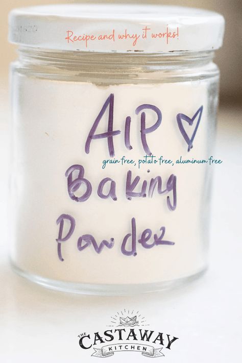 Making a clean, allergen-free baking powder at home is super easy! Let me show you how! #AIP #grainfree #bakingpowder Grain Free Baking, Homemade Baking Powder, Aip Baking, Aip Diet Recipes, Baking Soda Health, Baking Soda On Carpet, Aip Paleo Recipes, Baking Powder Uses, Paleo Baking