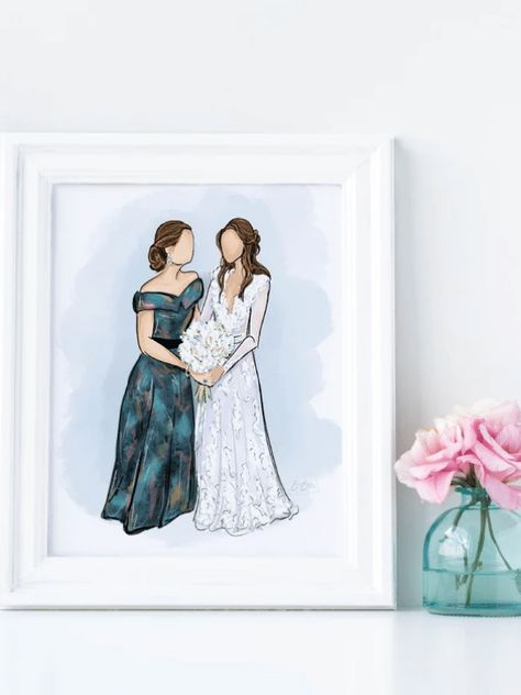 Find the perfect gift for the mom in your life with these heartfelt gift ideas from Etsy! Mother Daughter Wedding Photos, Wedding Dress Bouquet, Groom Illustration, Bride Illustration, Personalized Illustration, Big Dog Clothes, Large Dog Clothes, Mob Dress, Mother In Law Gifts