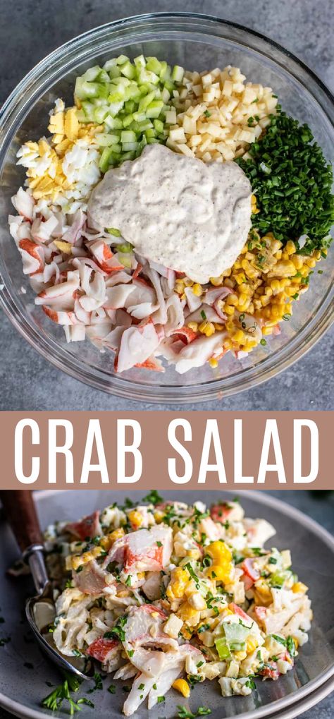 Russian Crab Salad, Hot Crab Salad Recipe, Crab Dinner Recipes Healthy, Crab Lunch Recipes, What To Do With Crab Meat, Crab Salad Recipes Cold, Crab Egg Salad Recipe, Crab Healthy Recipes, Crab Salad Lettuce Wraps