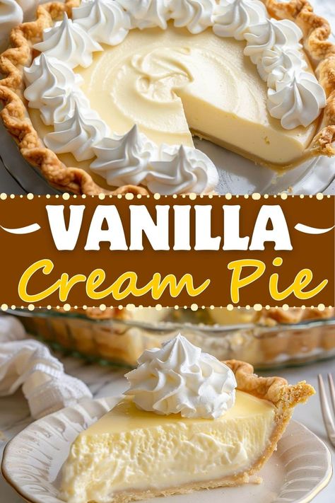 Homemade Pudding Pie Recipes, Frozen Pie Shell Recipes, Beginner Pie Recipes, Whipped Pie Recipes, Open Face Pie, Pies With Shortbread Crust, Bavarian Cream Pie Recipe, Sour Cream Pie Recipes, Cute Pie Designs