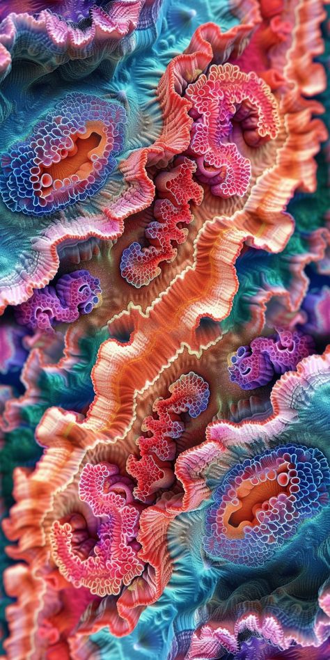 Coral Reef Fashion, Biomorphic Design, Coral Reef Design, Sea Life Wallpaper, Geometry In Nature, Fauna Marina, Trippy Visuals, Abstract Embroidery, Coral Pattern