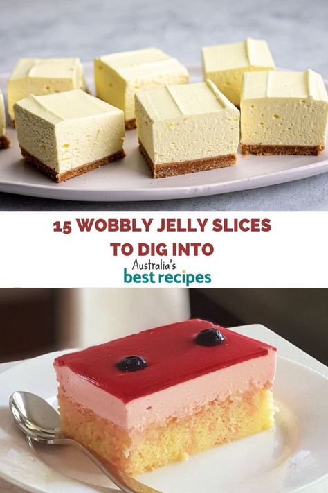 These jiggly, wobbly jelly slices are great for family gatherings, celebrations with friends or baking at home! Jelly Cheesecake Slice, Jelly Slice Recipe, Jelly Cheesecake, Jelly Slice, No Bake Slices, Jelly Desserts, Jelly Cream, Fairy Bread, Australia Food