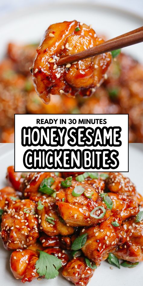 Try our Honey Sesame Chicken (better than takeout) for a delicious twist on asian dishes! This sesame chicken recipe is perfect for those seeking easy chicken recipes that deliver juicy chicken every time. Comparable to an orange chicken copycat recipe, it's one of the best chicken dinner recipes you'll find. Elevate your chicken recipes collection with this flavorful and satisfying dish! Essen, Asian Chicken Breast Recipes, Chicken Glaze, Glaze For Chicken, Easy Asian Chicken, Chicken Orange, Easy Asian Dinners, Thai Chicken Recipes, Asian Meals