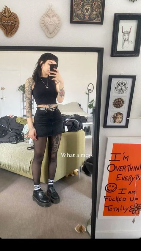 Baggy Jorts And Docs, Darker Waves Outfit, Goth Tank Top Outfit, Vampy 90s Aesthetic, Grunge Picnic Outfit, Alternative Summer Aesthetic, Hardcore Concert Outfit, Knocked Loose Concert Outfit, Goth Outfit Black Woman