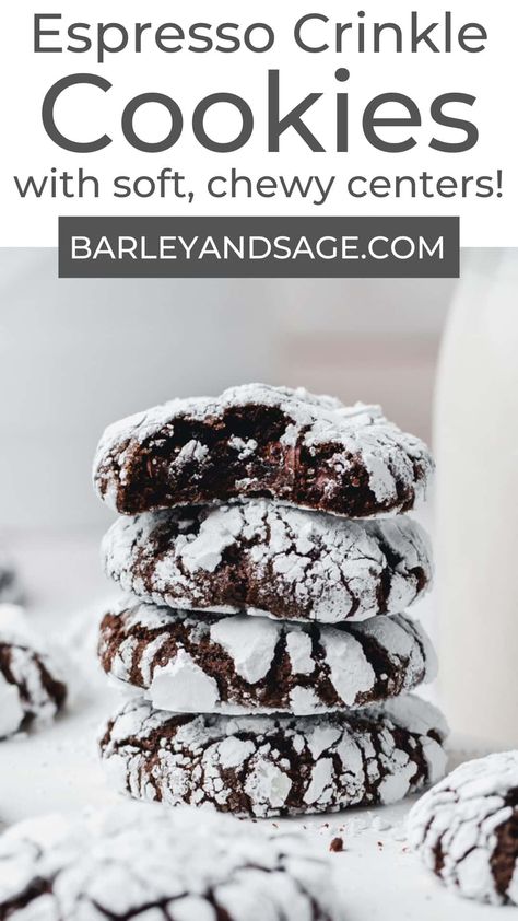 Chocolate Espresso Crinkle Cookies, Espresso Crinkle Cookies, Hot Cocoa Crinkle Cookies, Fudgy Crinkle Cookies, Coffee Crinkle Cookies, Black Cocoa Crinkle Cookies, Espresso Christmas Cookies, Espresso Chocolate Cookies, Espresso Cookie Recipes