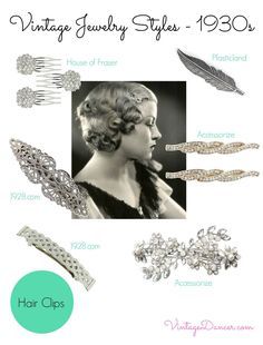 Online Jewelry. Deli 1930 Hairstyles, Art Deco Necklaces, 1930s Jewelry, Pearls Dress, 1930s Hair, Hair Bling, 1930's Fashion, Bridal Jewelery, Homecoming Queen