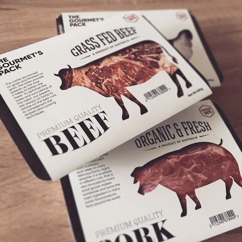 Meat Packaging on Behance Frozen Meat Packaging Design, Organic Meat Packaging, Meat Packing Design, Gourmet Food Packaging Design, Meat Package Design, Meat Packaging Ideas, Meat Packaging Design, Sausage Packaging, Meat Branding