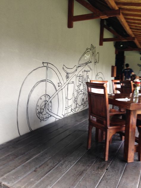 Bike Mural Wall Art, Garage Mural Indoor, Motorcycle Parking, Garage Paint, Biker Bar, Motorcycle Wall Art, Diy Wall Painting, Wall Drawing, Wall Paintings