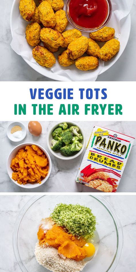 Veggie Tots, Kid Friendly Appetizers, Broccoli Tots, Vegetarian Side Dish, Sweet Potato Tots, Veggie Bites, Sweet Potato Kale, Weaning Recipes, Vegetarian Side Dishes