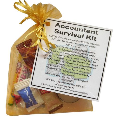 Accountant Gifts Ideas, Gifts For Accountants, Tax Season Survival Kit, Taxes Humor, Survival Kit Gifts, Smile Gift, Crochet Leaf, Custom Sash, Accountant Gifts