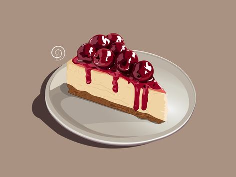 Cheesecake Tattoo, Cheesecake Drawing, Cheesecake Illustration, Freepik Illustration, تشيز كيك بالفراولة, Pancake Drawing, Cheesecake Art, Cheesecake Cherry, American Cheesecake