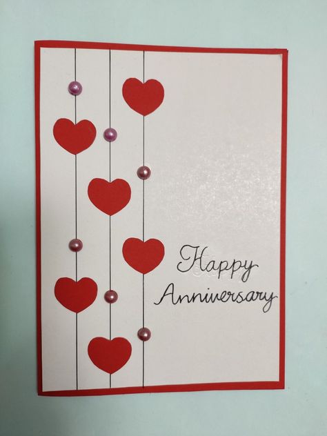 Easy anniversarycard Anniversary Card Designs Handmade, Diy Card Design, Easy Card Ideas Handmade, Happy Anniversary Card Ideas, Stampin Up Anniversary Cards For Couple, Diy Wedding Anniversary Cards, Happy Anniversary Cards Handmade, Stampin Up Anniversary Cards, Creative Valentine Cards