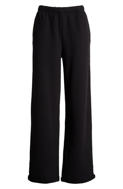 SKIMS Cotton Blend Fleece Straight Leg Sweatpants available at #Nordstrom Black Straight Leg Sweatpants Outfit, Straight Sweatpants Outfit, Skims Sweatpants, Straight Leg Sweatpants Outfit, Straight Sweatpants, Straight Leg Sweatpants, College Wardrobe, Fitness Fashion Outfits, Pilates Clothes