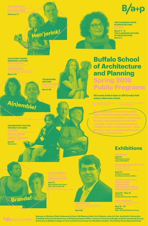 Get Lectured: University at Buffalo, Spring '16 | Poster courtesy of University at Buffalo | Archinect Speaker Series Poster, Informational Poster Design, Information Poster Design, Informative Poster Design, Lecture Poster Design, Poster University, University Graphic Design, Informational Poster, University Poster